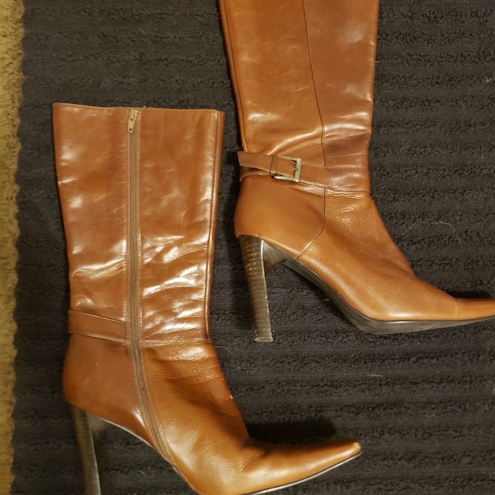 Tan leather boots